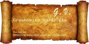 Greskovits Valéria névjegykártya